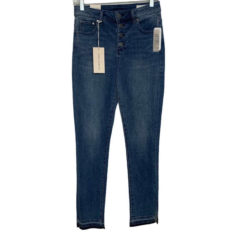 Vince Camuto High Rise Split Raw Hem Skinny Jean
